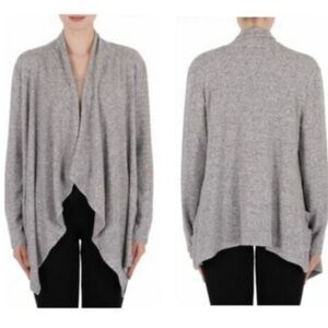 Joseph Ribkoff Heather Gray Open Draped Cardigan